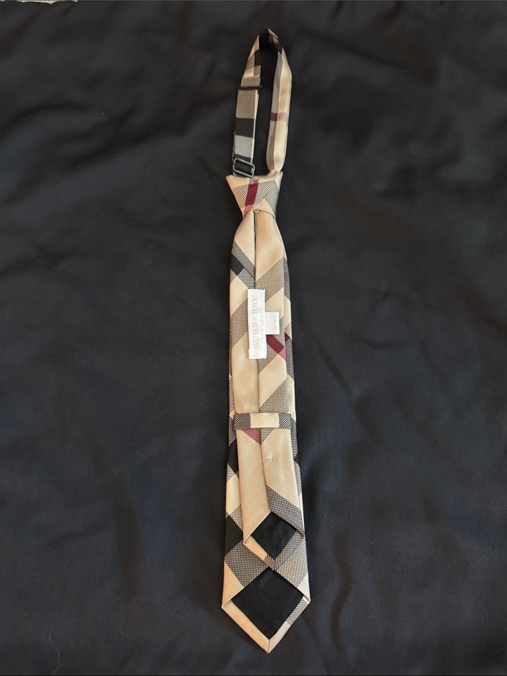 Burberry Light Beige Checkered Boys Tie - Picture 2 of 4